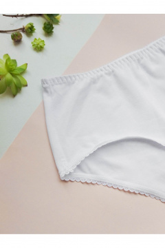 Большие хлопковые трусы с высокой посадкой из эластана Frank&Co 20140 белый - фото 3