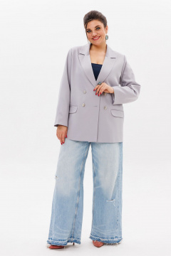 Элегантный двубортный жакет свободного силуэта, классика Anelli 1373 серый - фото 2