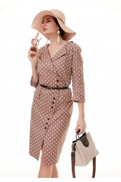 Платье прямого силуэта с асимметричной застежкой и разрезом Твой имидж 2093 капучино - фото 5