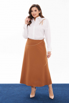 Белая деловая блузка с вышивкой и кокеткой Панда 11840 белый - фото 2