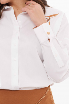 Белая деловая блузка с вышивкой и кокеткой Панда 11840 белый - фото 5