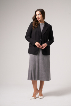 Жакет прямой стильный деловой из текстиля Панда 121333w черный - фото 3