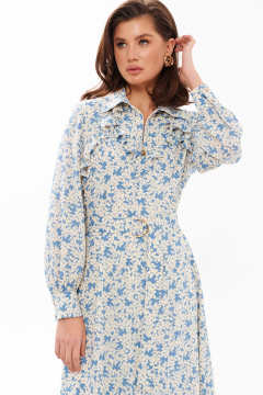 Платье трапеция из струящейся ткани Панда 12380 голубой - фото 2