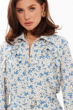 Платье трапеция из струящейся ткани Панда 12380 голубой - фото 5