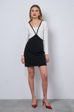 Трапециевый сарафан из поливискозного волокна на регулируемых бретелях Панда 13480 черный - фото 1