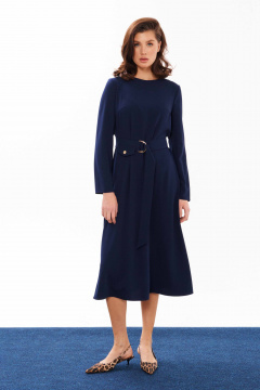 Платье макси прямого силуэта с поясом и вытачками Панда 13780 синий - фото 2