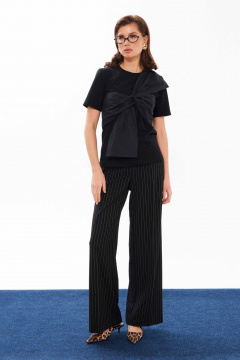 Джемпер из хлопкового трикотажа с бантом Панда 14040 черный - фото 3