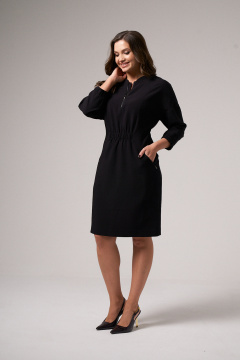 Короткое мини платье из хлопкового трикотажа с кулиской Панда 160781w черный - фото 2