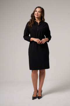 Короткое мини платье из хлопкового трикотажа с кулиской Панда 160781w черный - фото 4