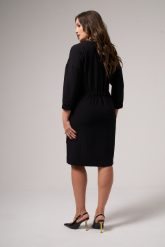 Короткое мини платье из хлопкового трикотажа с кулиской Панда 160781w черный - фото 5