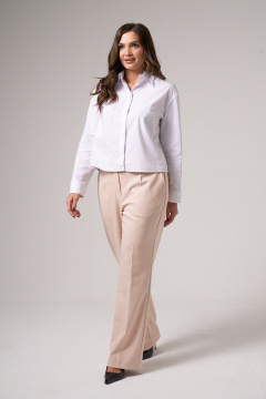 Брюки классические прямые зауженные из текстиля Панда 161261w бежевый - фото 2