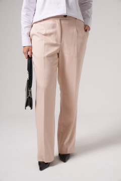 Брюки классические прямые зауженные из текстиля Панда 161261w бежевый - фото 4