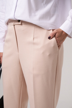 Брюки классические прямые зауженные из текстиля Панда 161261w бежевый - фото 5