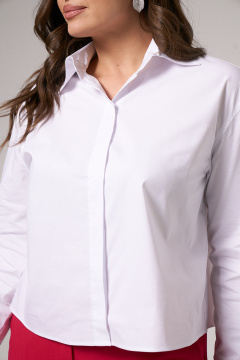 Белая текстильная блузка с застежкой и отделочными строчками Панда 198340 белый - фото 5
