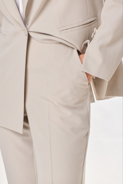 Бежевый жакет и прямые брюки с боковыми карманами Laikony L-472 серо-бежевый - фото 5