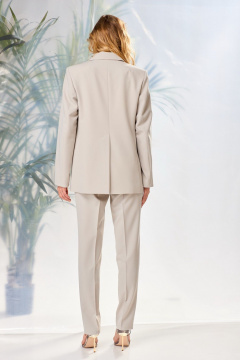 Бежевый жакет и прямые брюки с боковыми карманами Laikony L-472 серо-бежевый - фото 4
