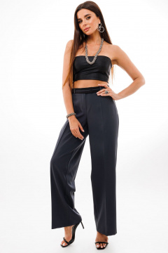 Деловые прямые брюки с стрелками из вискозы и текстиля Anelli 1278 графитовый - фото 1