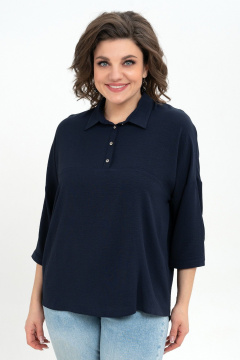 Блуза из текстиля с кокеткой и манжетами Пинск-Стиль 3076 темно-синий - фото 1