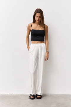 Модные брюки прямого кроя из костюмной ткани Luitui R2062 молочный - фото 2