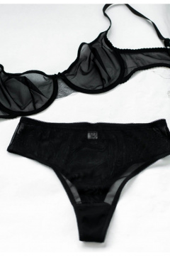 Бюстгальтер мягкой чашки на каркасах из тонкой сетки с кружевами Frank&Co 11205 черный - фото 4