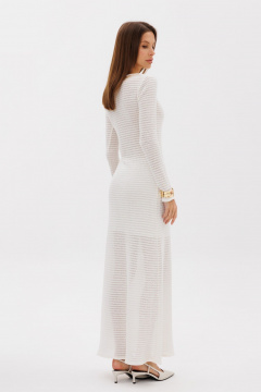 Макси платье из кружевного трикотажа с юбкой на резинке THE NAME 2372 молочный - фото 4