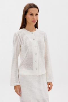 Молочный кардиган из трикотажа с металлическими пуговицами THE NAME 2373 молочный - фото 2