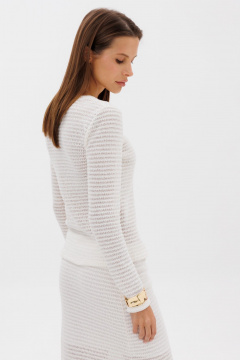 Трикотажный укороченный джемпер в молочном цвете THE NAME 2374 молочный - фото 5