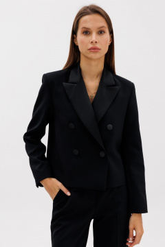 Деловой двубортный жакет из премиальной ткани с атласными лацканами THE NAME 2375 - фото 2