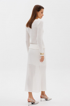 Трикотажная юбка по косой из мягкого материала THE NAME 2378 молочный - фото 5