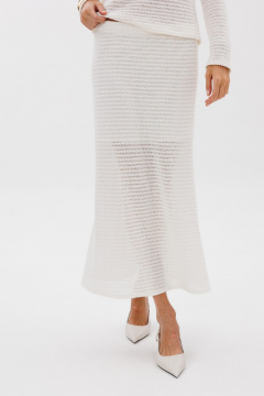 Трикотажная юбка по косой из мягкого материала THE NAME 2378 молочный - фото 3