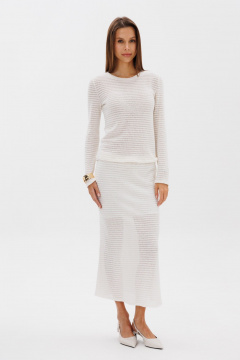 Трикотажная юбка по косой из мягкого материала THE NAME 2378 молочный - фото 1