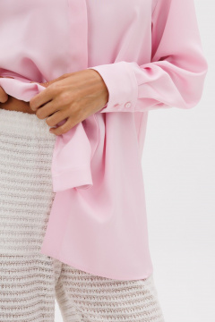 Трикотажные расклешенные брюки на резинке в молочном цвете THE NAME 2379 молочный - фото 3