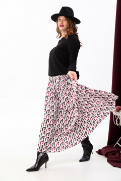 Мультиколор длинная юбка на резинке свободного силуэта NikVa 559-5 ромбы_бургунди - фото 2