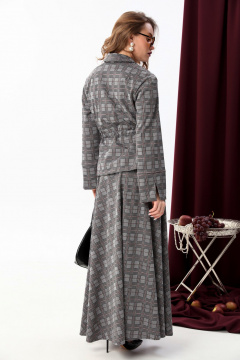 Жакет прямой стиль с асимметричным низом и кулисами NikVa 918-4 серая_клетка - фото 5