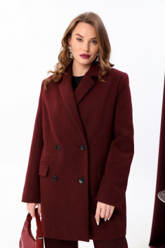 Двухпредметный жакет и брюки оверсайз из текстиля NikVa 946-1 бордо - фото 2