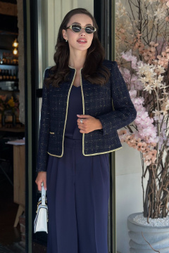 Синее платье с рельефами и застежкой на кнопки для каждый день Urs 24-362-1 синий - фото 1