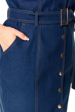 Джинсовое платье полуприлегающего силуэта с карманами и поясом VI ORO VR-1173 деним - фото 5