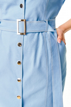 Голубое платье с рельефами, застежкой и карманами VI ORO VR-1173 небесный - фото 5