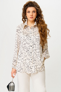 Блуза приталенного силуэта с кокеткой и застежкой пуговицами Fita 20534 молочный - фото 3