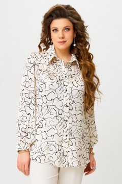 Блуза приталенного силуэта с кокеткой и застежкой пуговицами Fita 20534 молочный - фото 2