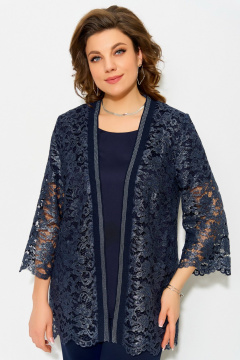 Нарядный кружевной кардиган с витонами и красивым переливом Fita 20592 темно-синий - фото 5
