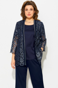 Нарядный кружевной кардиган с витонами и красивым переливом Fita 20592 темно-синий - фото 3