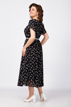 Платье Swallow 814 черный/бежево-голубые_цветы - фото 5