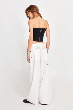 Черный топ из джинса с корсетными косточками Rivoli 2372.3 - фото 3