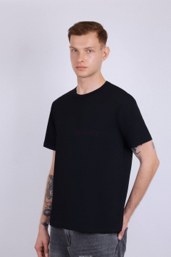 Майка свободная из хлопка с эластаном с пич-эффектом Verally 621-1 черный - фото 3