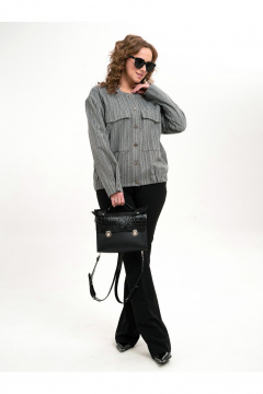 Серый текстильный бомбер с заклепками и свободным силуэтом Пинск-Стиль 207 серый - фото 4