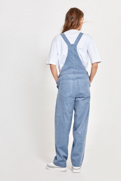 Голубой вельветовый комбинезон с широкими бретелями и кокеткой Rivoli 5238 - фото 3