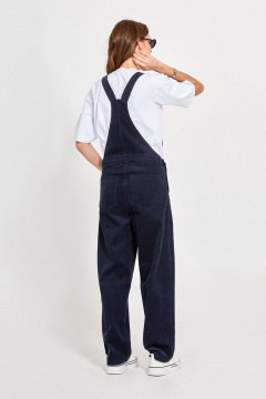 Синий вельветовый комбинезон с широкими бретелями и имитацией гульфика Rivoli 5238.2 - фото 4