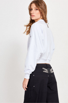 Джегинсы расклешенные из джинса с вышивкой и кожаной аппликацией Rivoli 5237 - фото 5