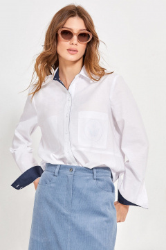 Круглогодичная белая рубашка из хлопка с вышивкой Rivoli 2420 - фото 1